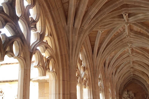 Gothic arches around the cloister in Cadouin abbey