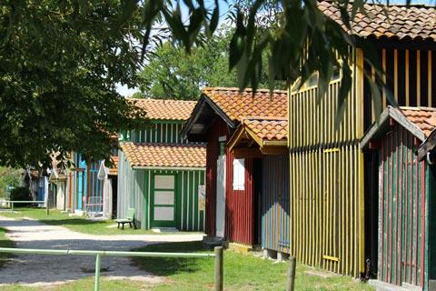 Row of fishing cabins in Port de Biganos