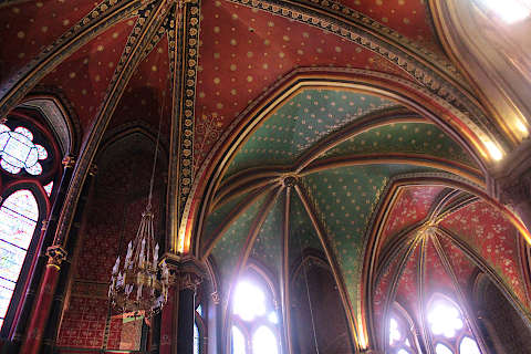 Painted colourful ceiling in the cathedral of Bayonne