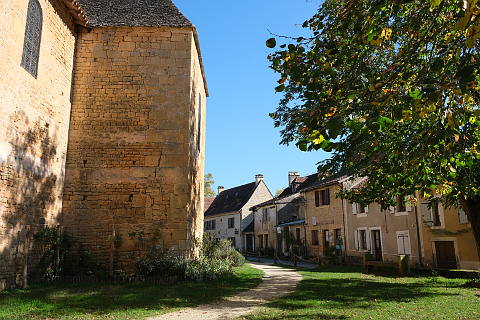 Typical Dordogne houses in the centre of Saint-Leon-sur-Vézère