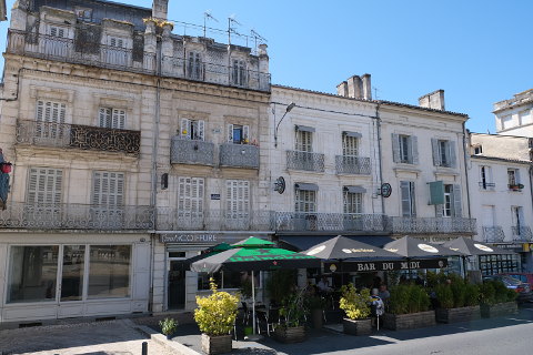 shopping street and cafes in Riberac