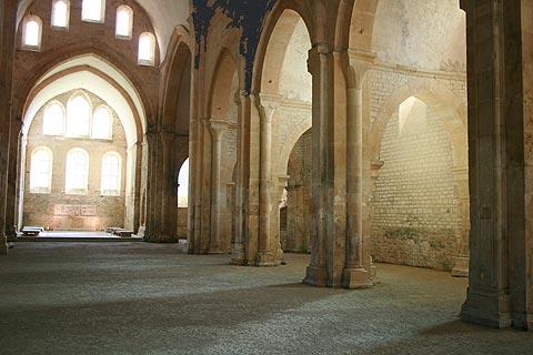 Inside the 12th century Abbey church at Fontenay