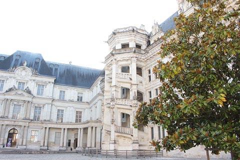 Courtyard and staircase in Blois castle