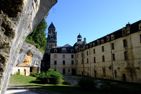 Brantome Abbey courtyard