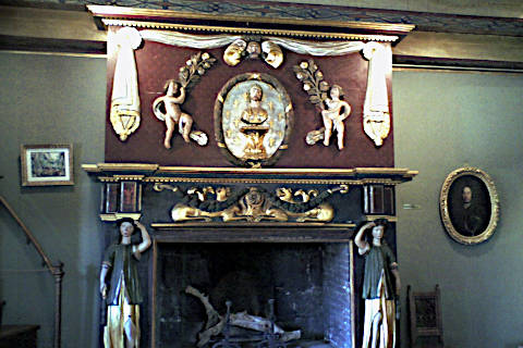 Fireplace in the grand salon in Chateau de Val