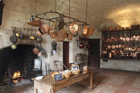 medieval kitchen at the Chateau de Bridoire