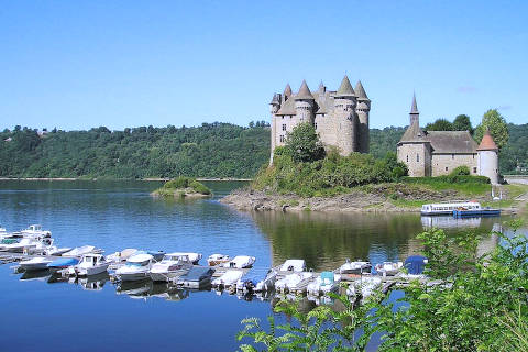View across the lake to the Chateau de Val