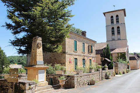 Town hall and church in Molieres village