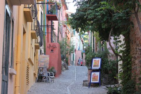 Colourful houses in streets of Collioure
