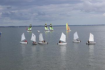 Sailing school boats outside the port