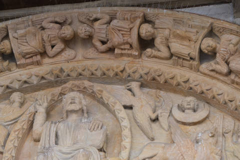 Tympanum above entrance door in the church of Saint-André